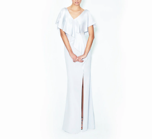 Daymor - V-Neck N°559 Sheath Gown in Pearl