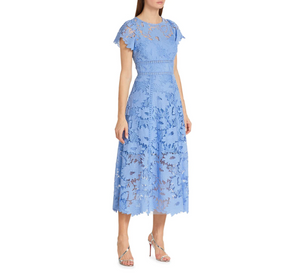 ML Monique Lhuillier - Lace Midi Dress in Delphinium Blue