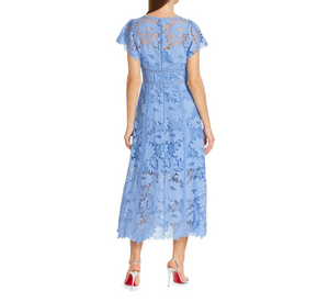 ML Monique Lhuillier - Lace Midi Dress in Delphinium Blue