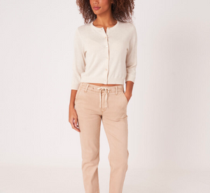 
            
                Load image into Gallery viewer, REPEAT Cashmere - Cropped Crew Neck Cardigan in Ivory
            
        