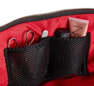 Kusshi - Camel Leather & Red Signature Makeup Bag